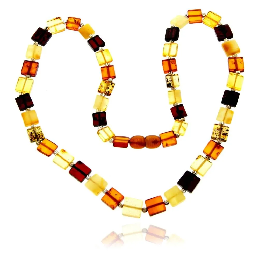 Genuine Baltic Amber Square Shaped Luxurious Necklace - NESQ9