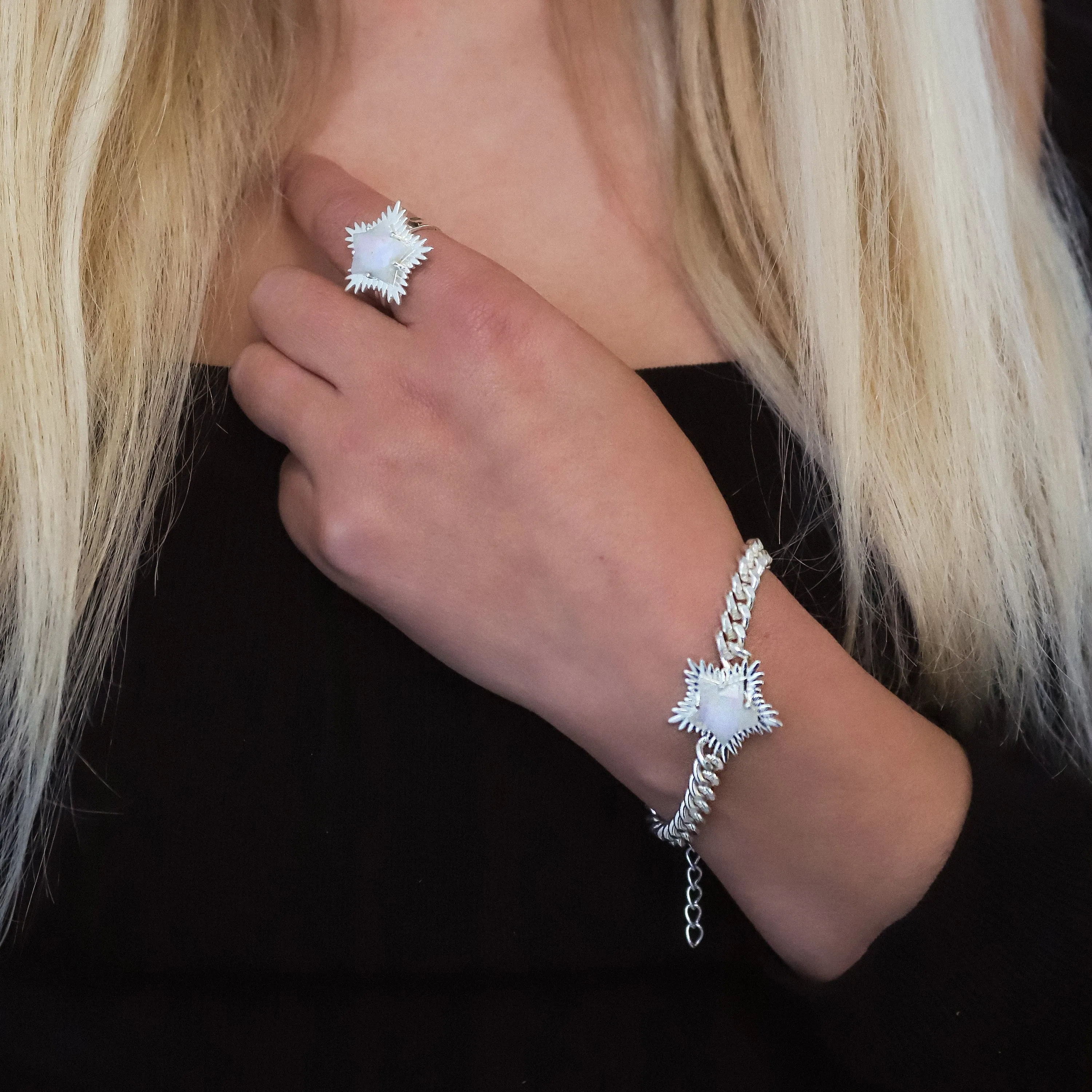 Gigi Moonstone Spiky Star Ring | 925 Sterling Silver