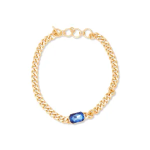 Gold Chain & Sapphire Toggle Necklace