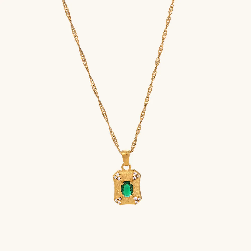 Green Emerald Oval Cut Pendant