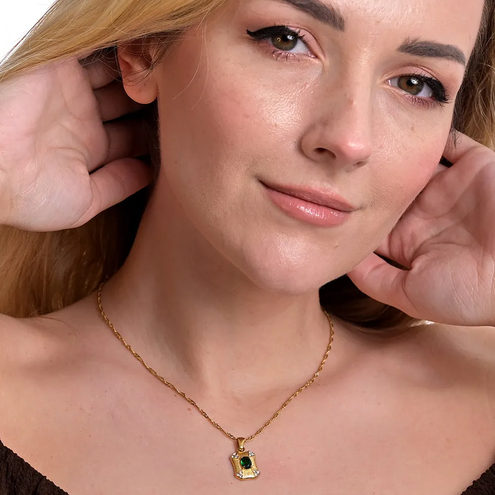 Green Emerald Oval Cut Pendant