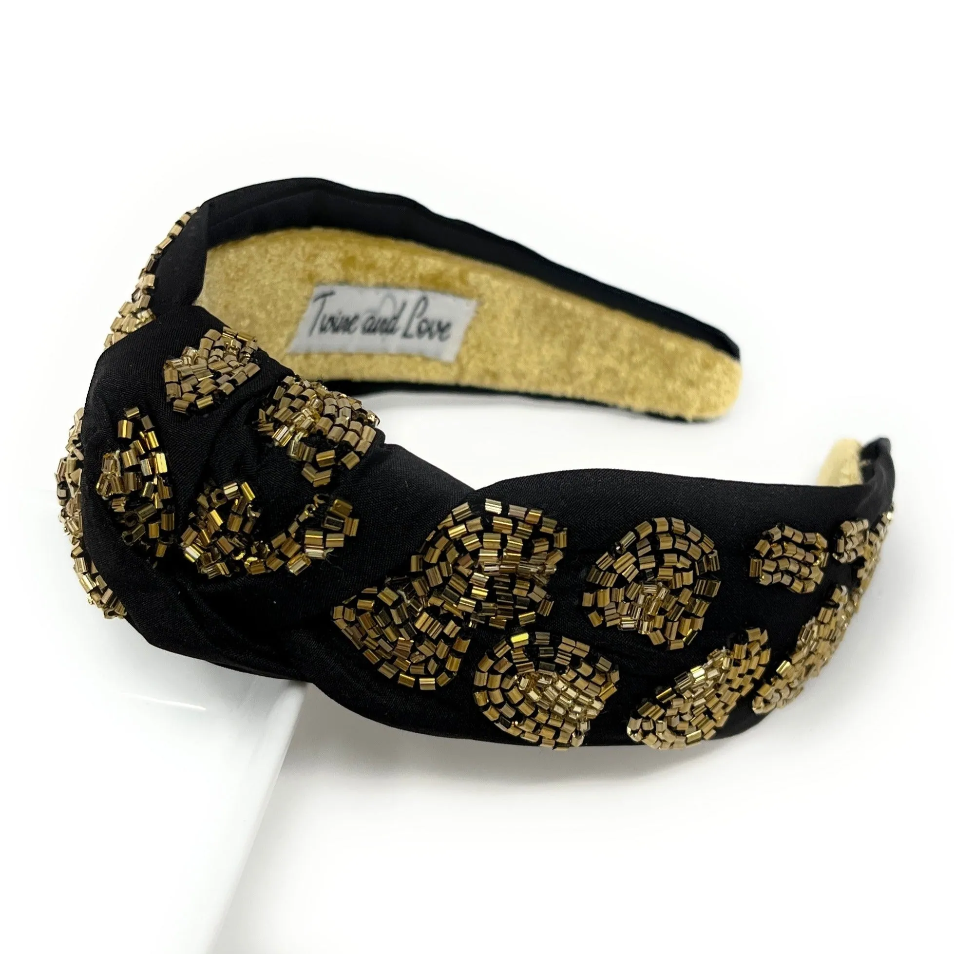 Hand Beaded Leopard Knot Headband