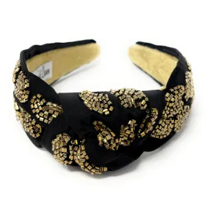 Hand Beaded Leopard Knot Headband