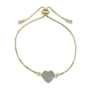 Heart: Semi Precious Stone on Pull Chain : Moonstone (PBT67MN)