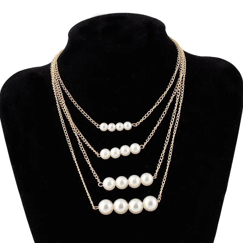 Hot Fashion Punk Imitation Pearl Minimalist Short Clavicle Collar Necklake