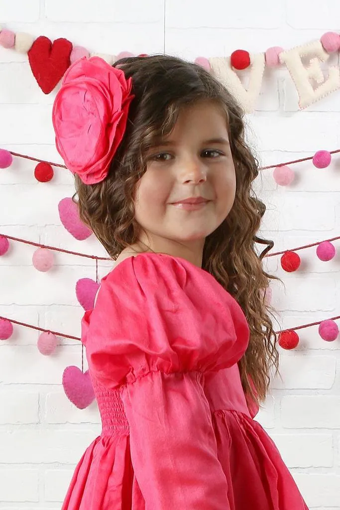 Hot Pink Taffeta Clip or Headband