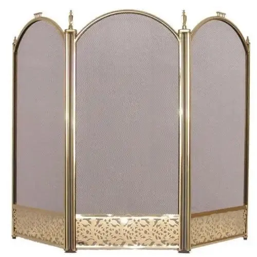 Inglenook 3 Panel Brass Fire screen - Fire08