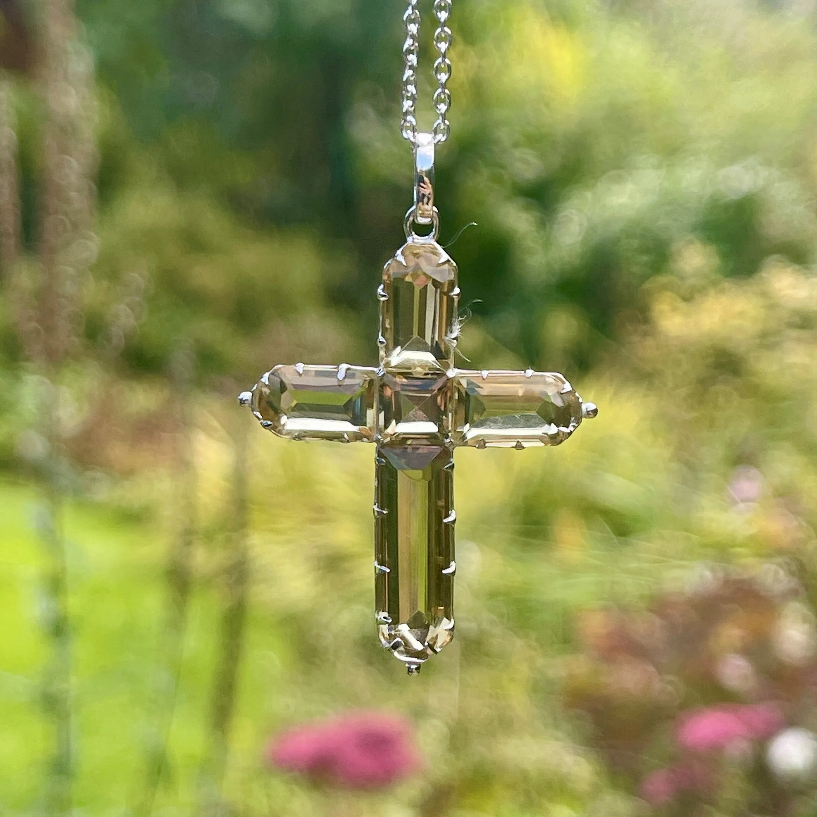 Inspired by Jane Austen & Cassandra's Topaz Cross Necklace - Emerald Cut