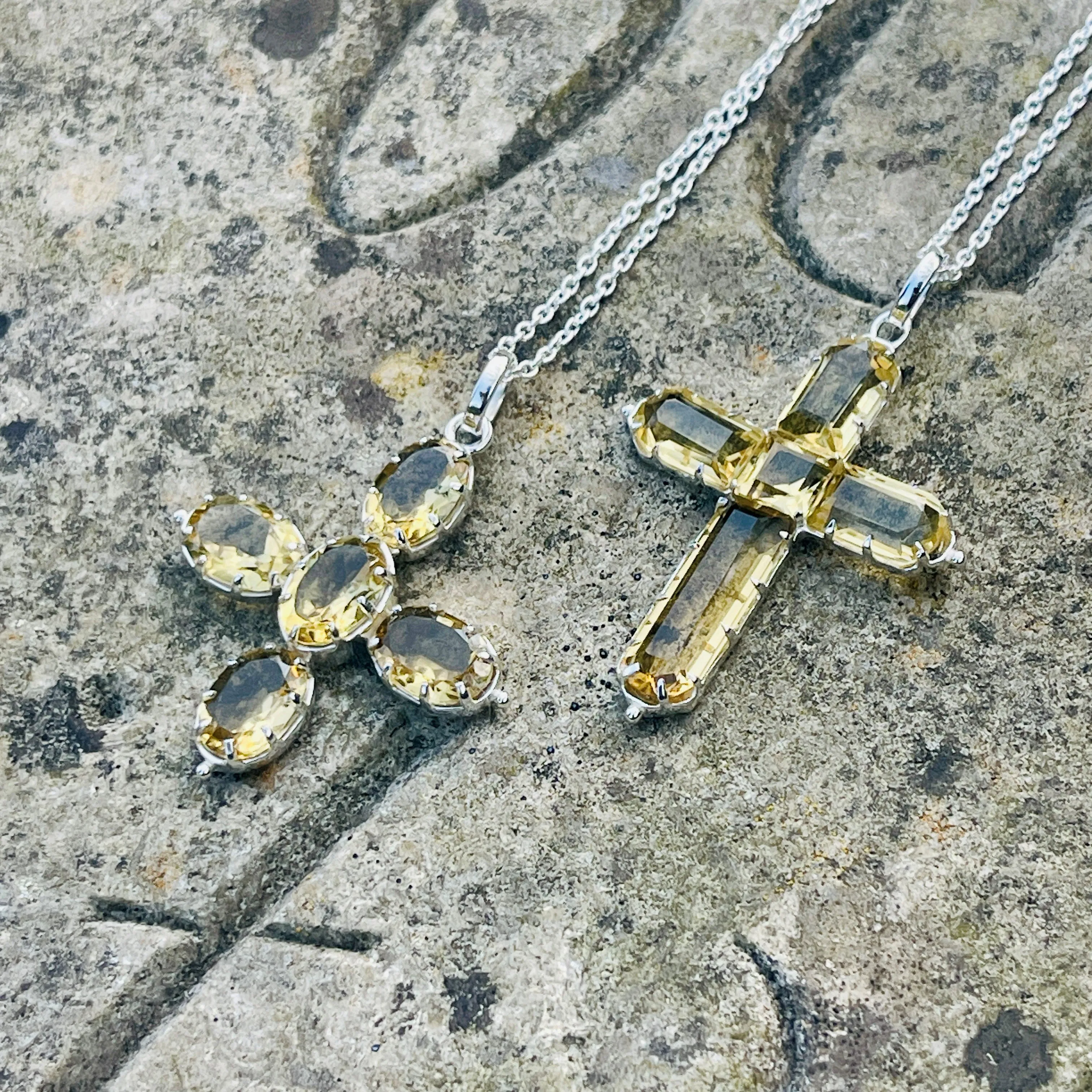 Inspired by Jane Austen & Cassandra's Topaz Cross Necklace - Emerald Cut