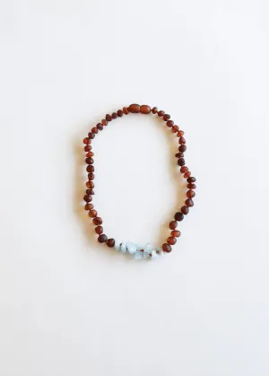 Kids: Raw Cognac Amber   Amazonite || Necklace