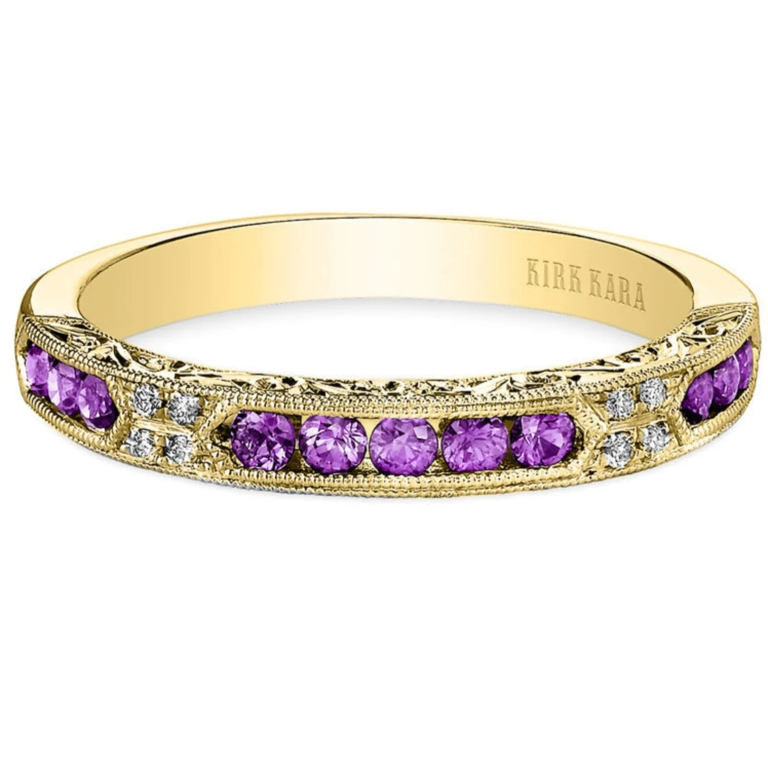 Kirk Kara "Charlotte" Channel Set Purple Amethyst Diamond Wedding Band