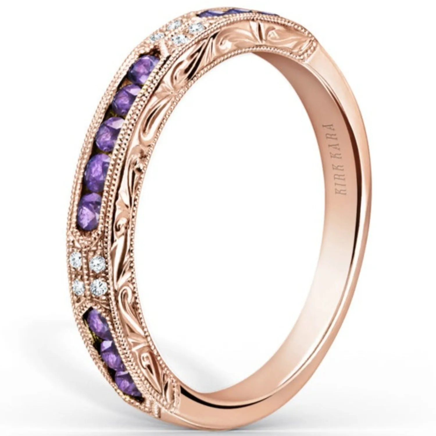 Kirk Kara "Charlotte" Channel Set Purple Amethyst Diamond Wedding Band