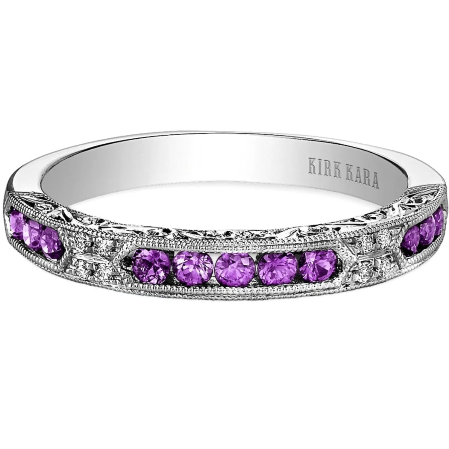 Kirk Kara "Charlotte" Channel Set Purple Amethyst Diamond Wedding Band