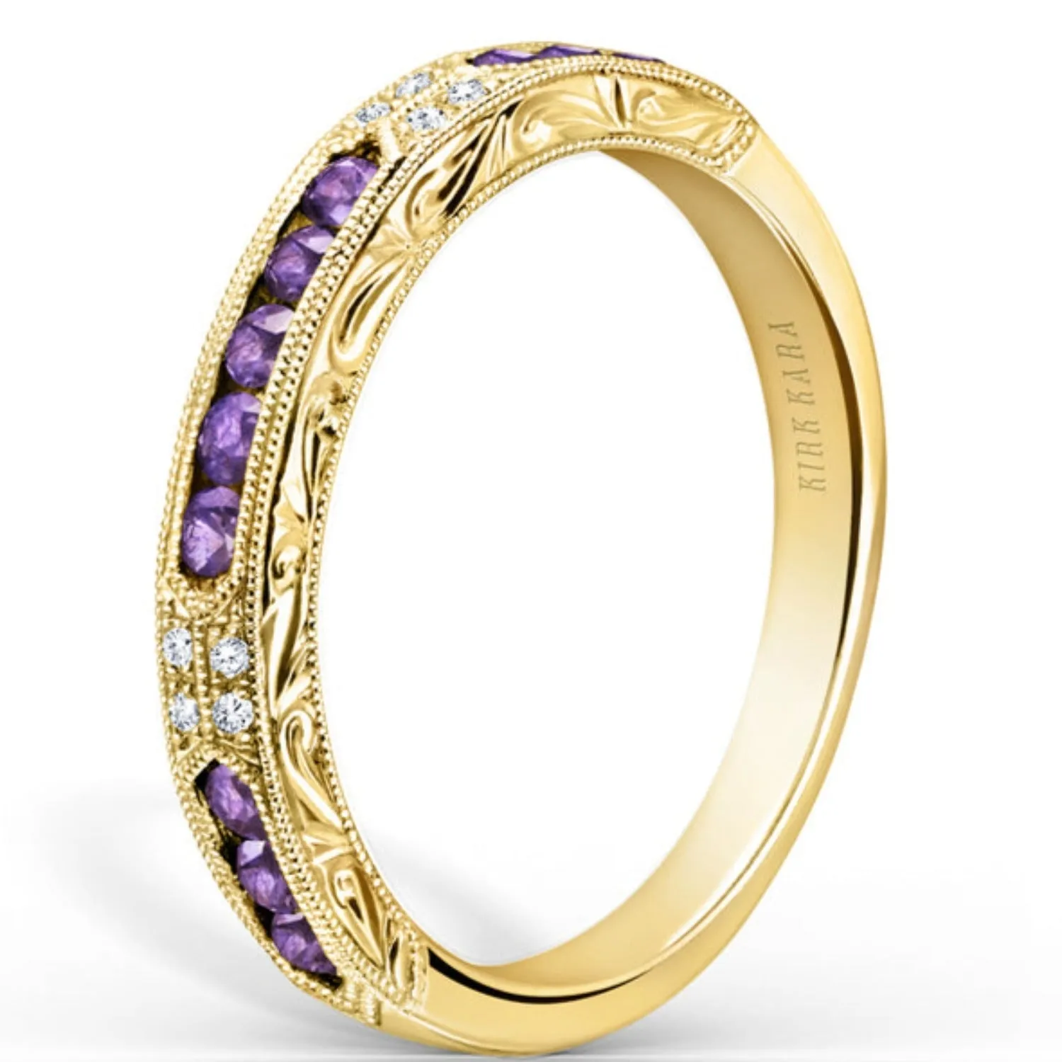 Kirk Kara "Charlotte" Channel Set Purple Amethyst Diamond Wedding Band