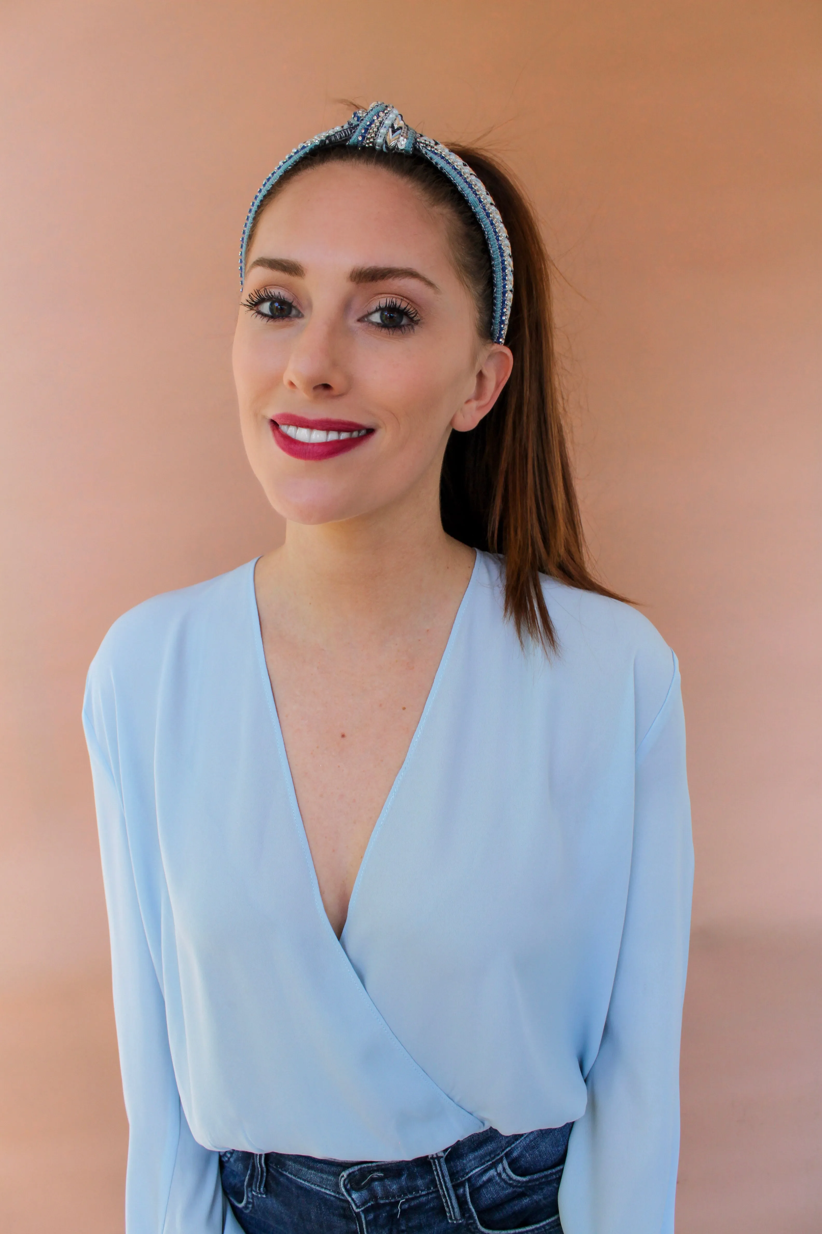 Knotted Embellished Headband | Blue