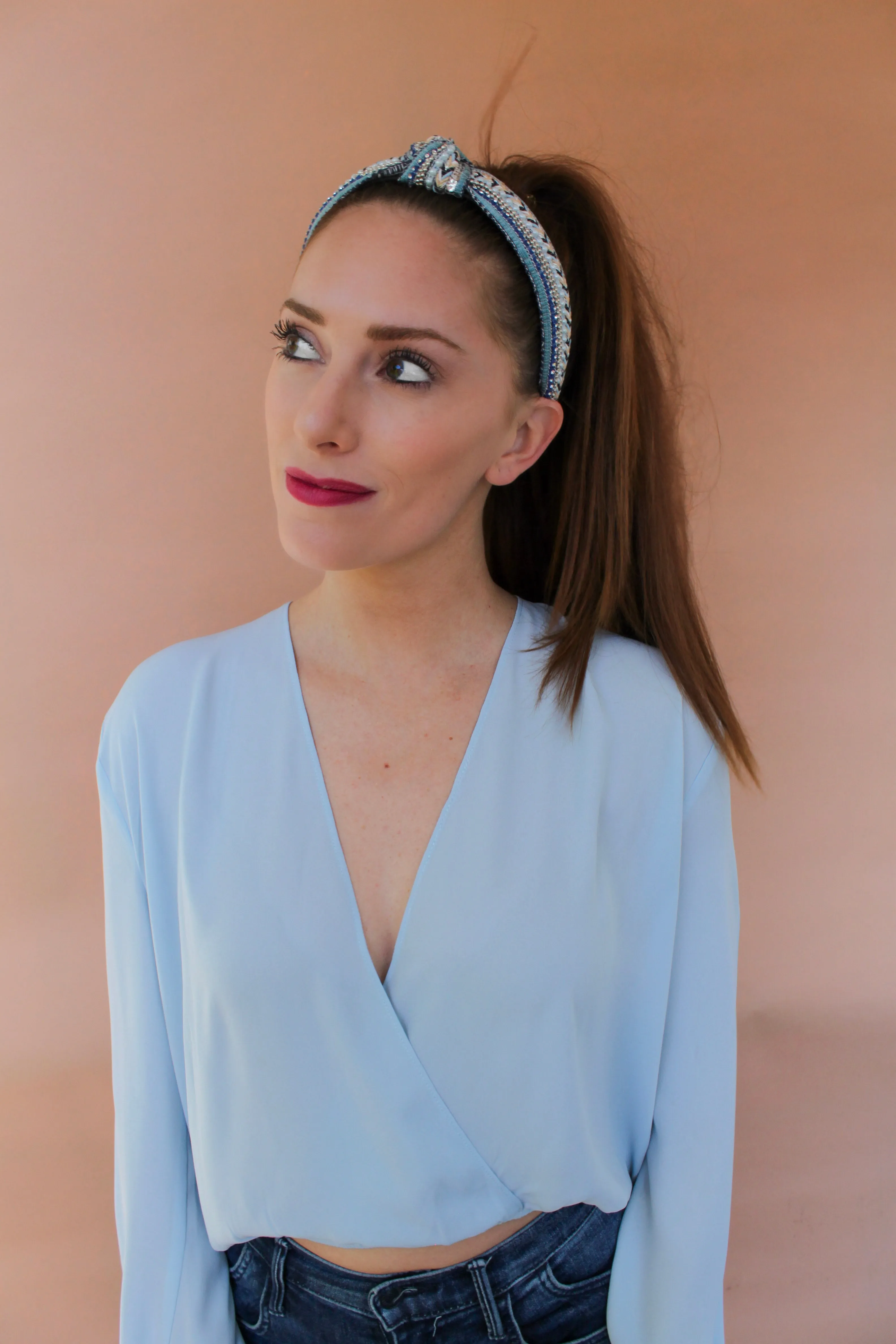 Knotted Embellished Headband | Blue