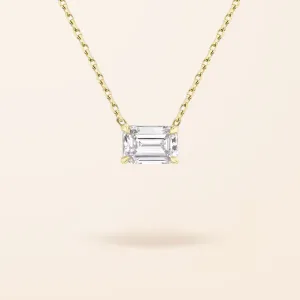 Lab Created 14K Gold Emerald Cut Diamond Necklace