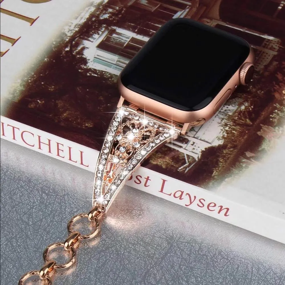 Ladies Luxury Bling Diamond Strap for Apple Series 7 6 Metal Bracelet