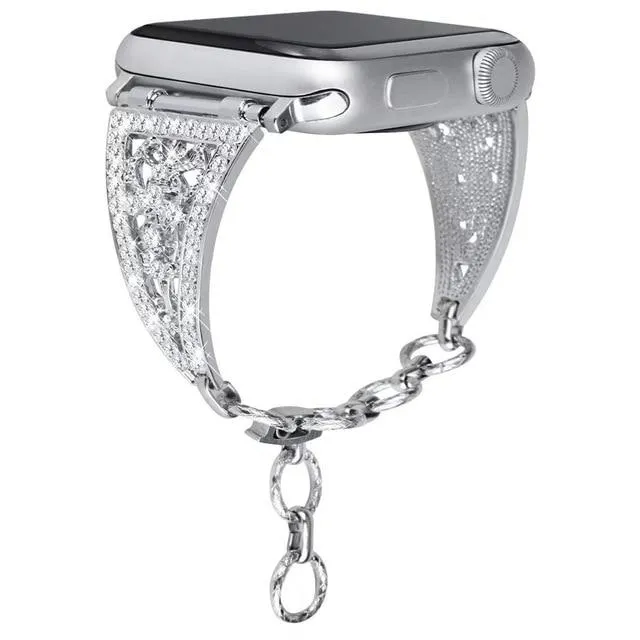 Ladies Luxury Bling Diamond Strap for Apple Series 7 6 Metal Bracelet