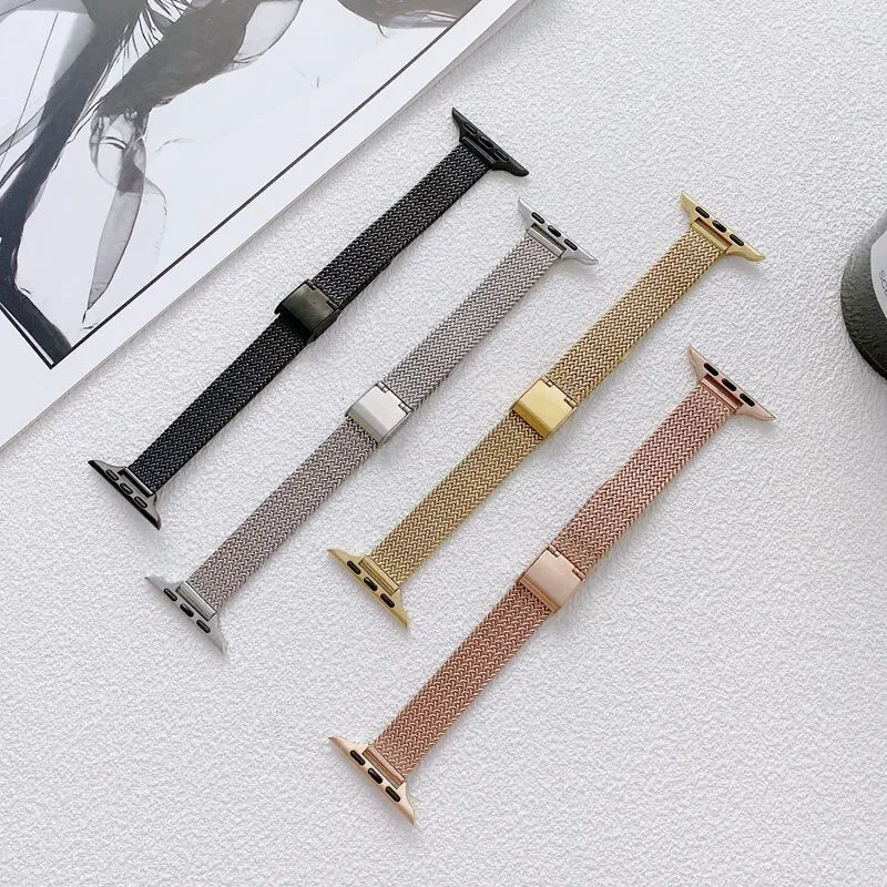 Ladies Metal Strap Ultra 10 9 8 7 6 Slim Milanese Bracelet Apple Watchband