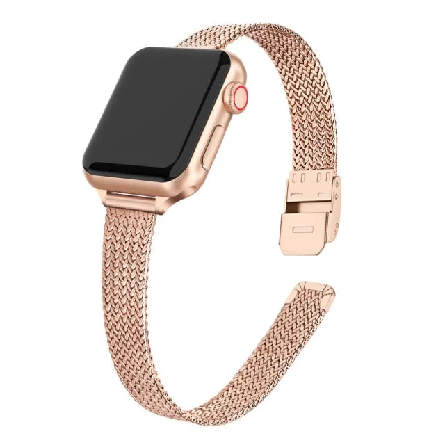 Ladies Metal Strap Ultra 10 9 8 7 6 Slim Milanese Bracelet Apple Watchband