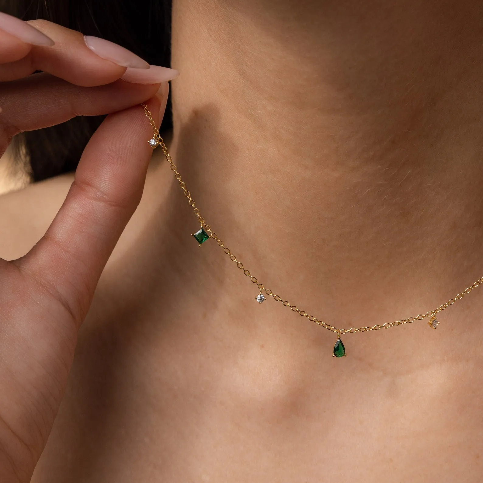 Larissa Emerald Station Necklace