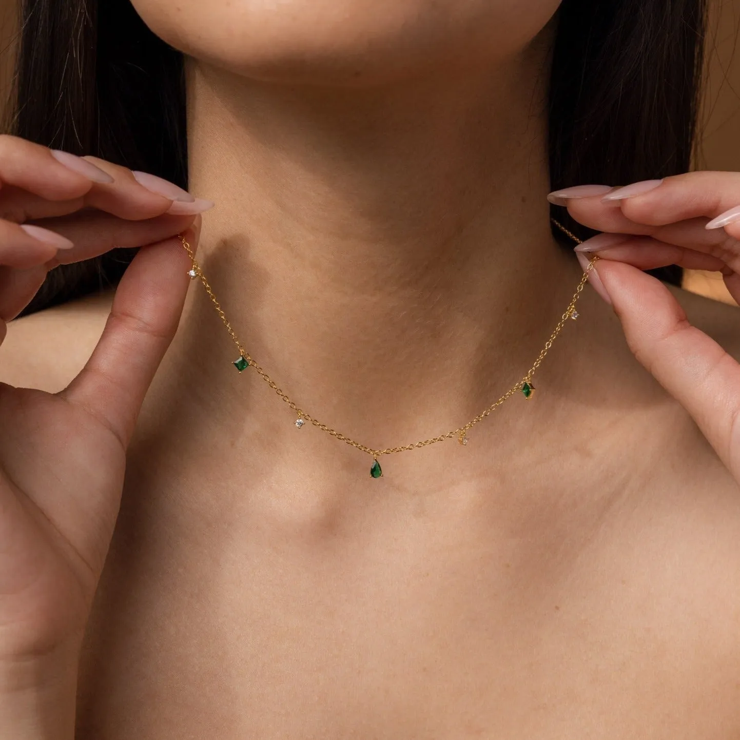 Larissa Emerald Station Necklace