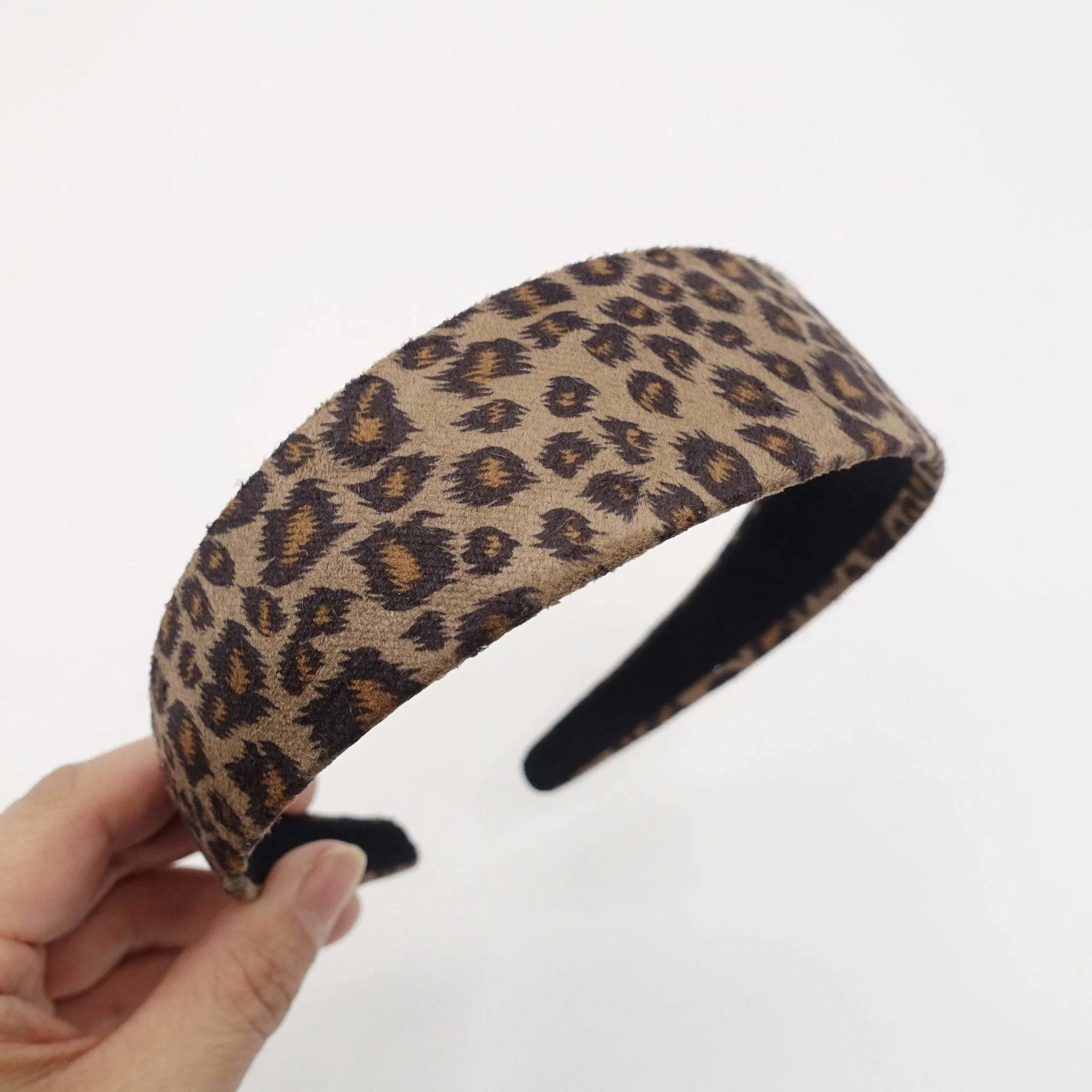 leopard print suede fabric hairband medium fashion animal print headband women hair accessory