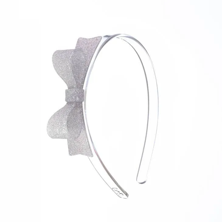 Lilies & Roses Bowtie Headband - Silver Glitter