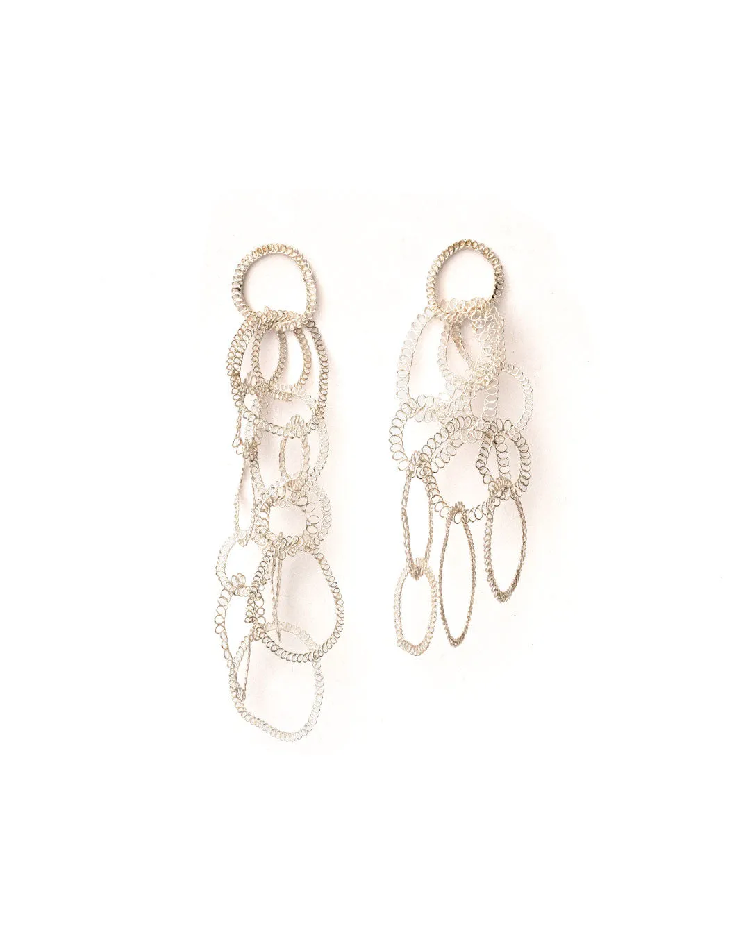 Long Chain Silver Filigree Earrings