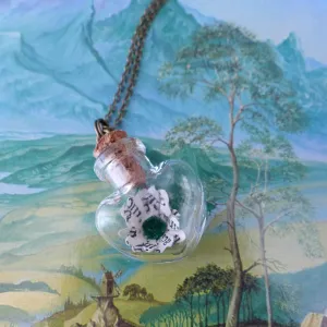 LOTR daisy in heart bottle necklace