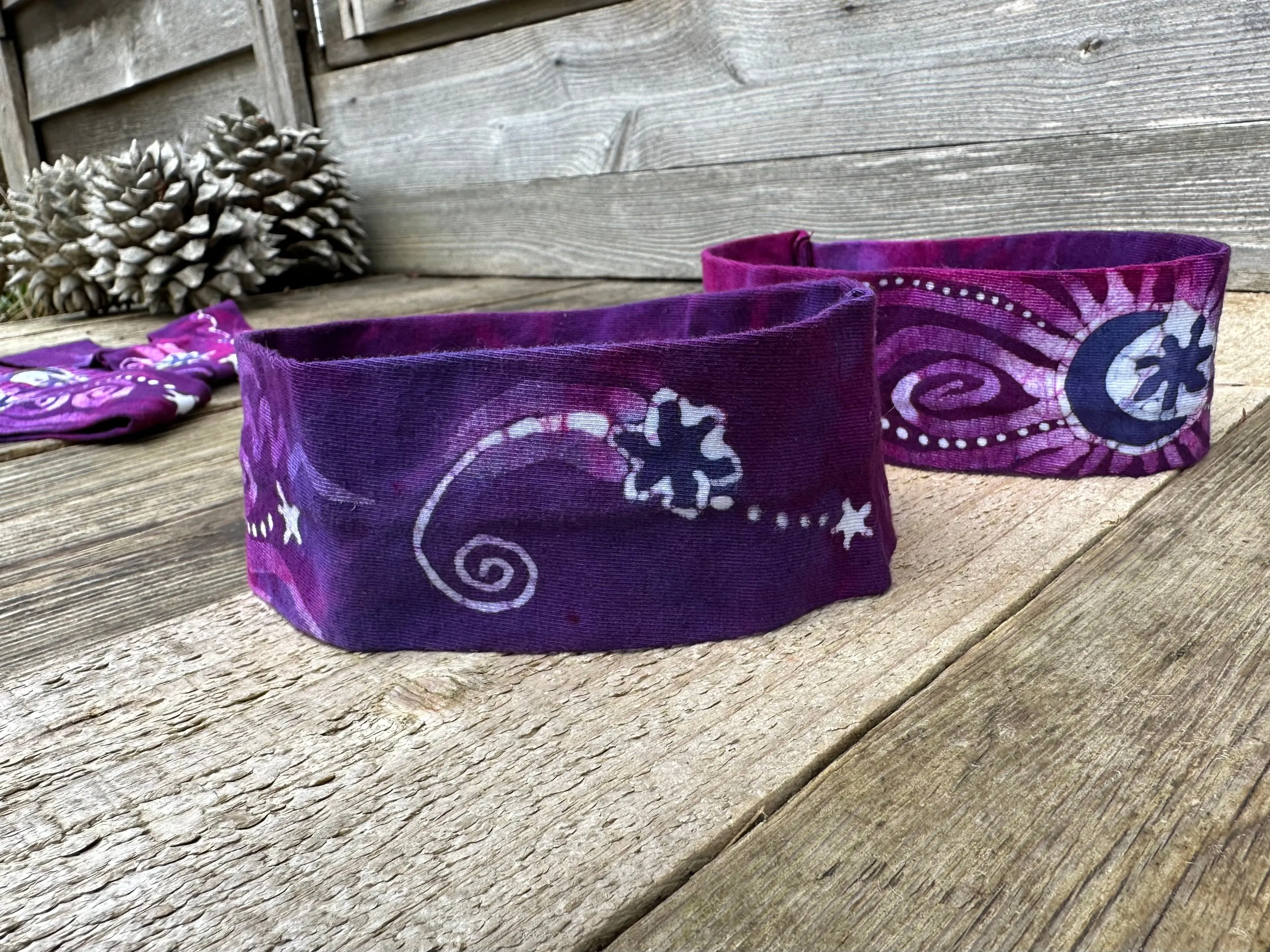 Magenta Moon and Stars Handmade Batik Headband