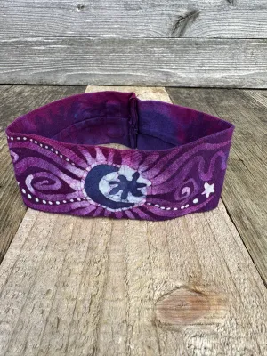 Magenta Moon and Stars Handmade Batik Headband