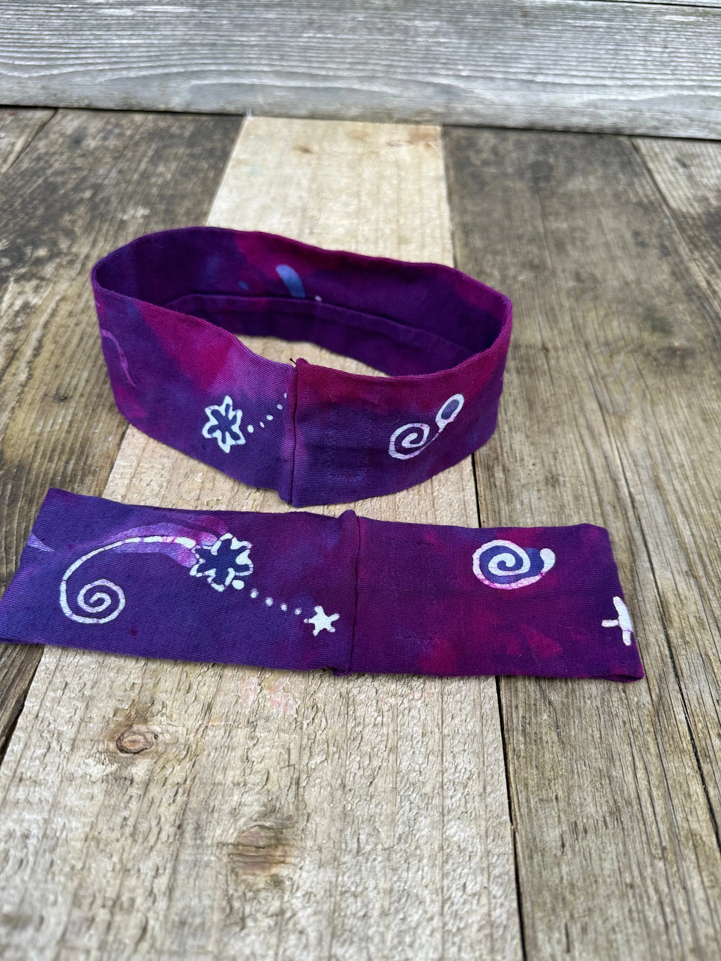 Magenta Moon and Stars Handmade Batik Headband