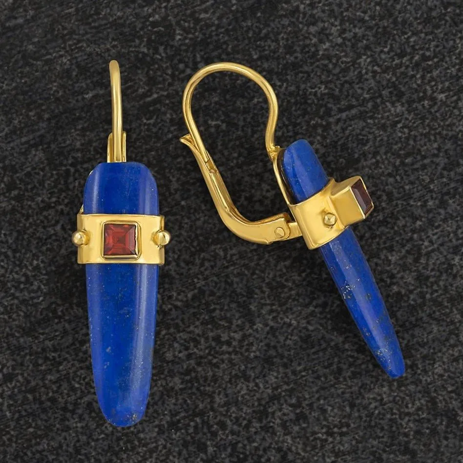 Manhattan Blue Deco Lapis Earrings