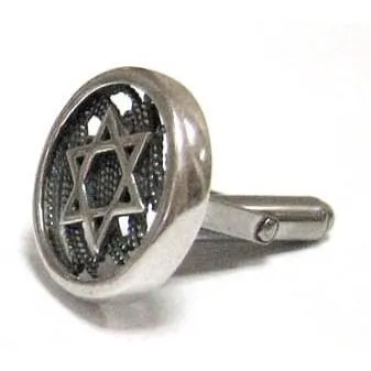 Men's Cuff Links - Silver Filigree Star Magen David