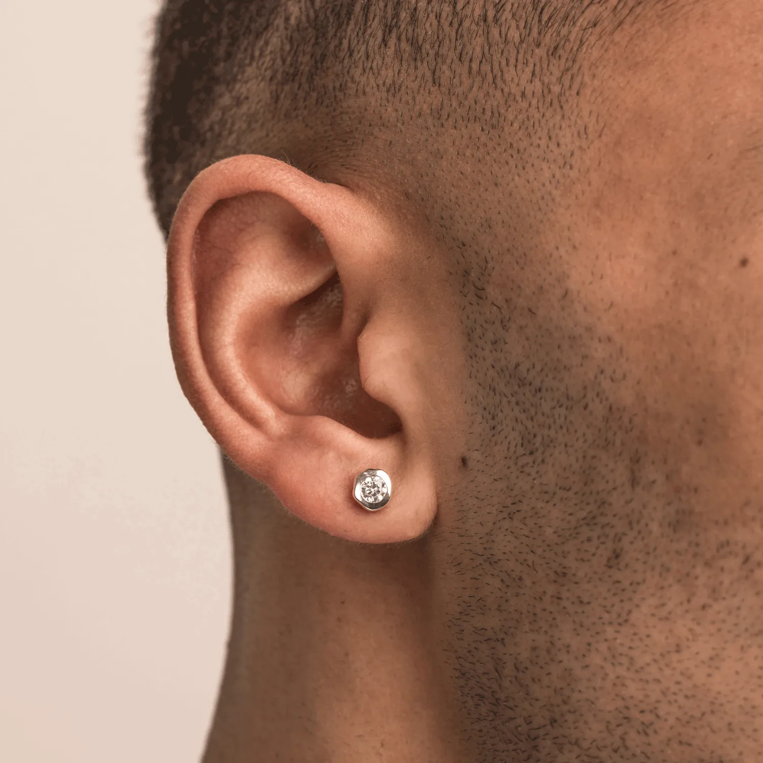 Men's Single 4mm White Topaz Stud