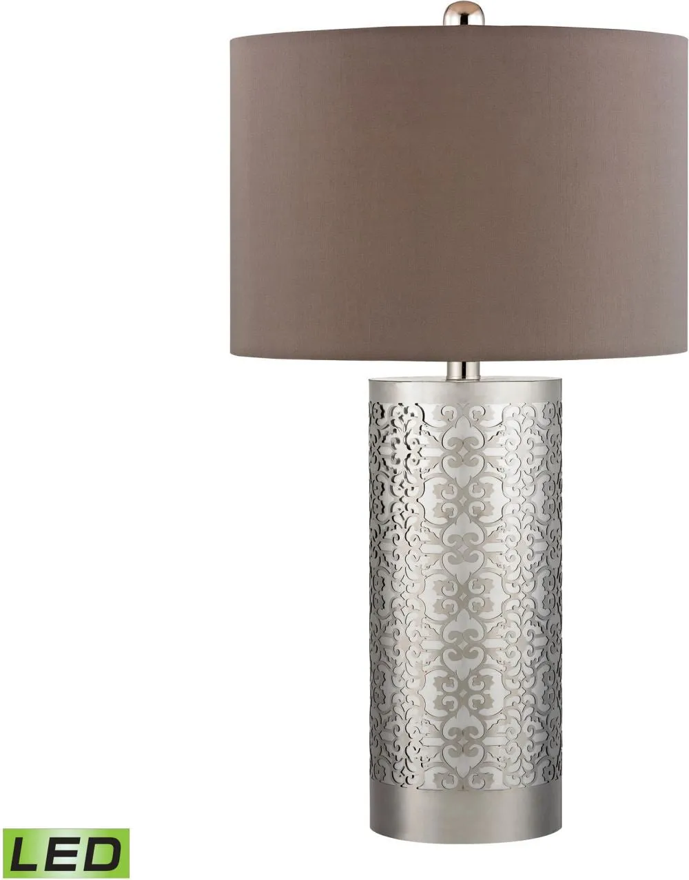 Metal Filigree Led Table Lamp In Polished Nickel