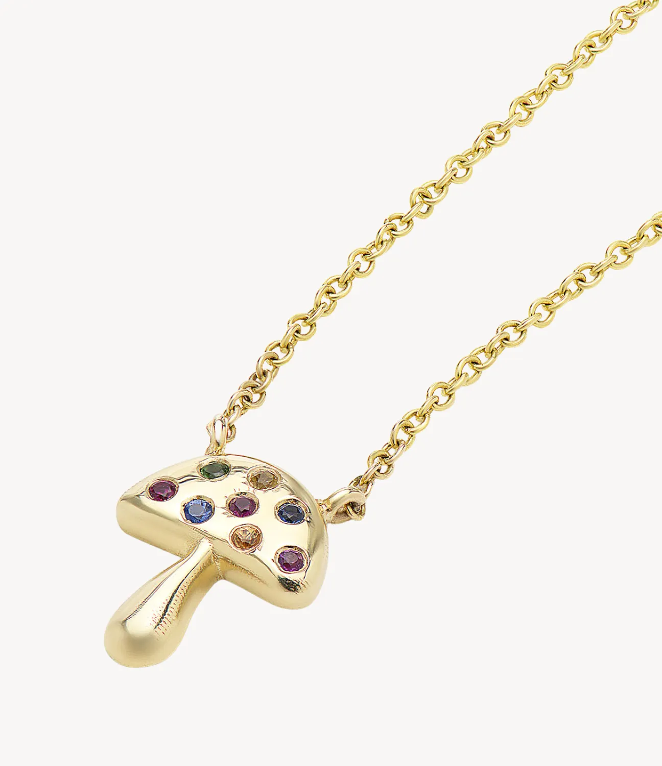 Mini Rainbow Sapphire Mushroom Necklace