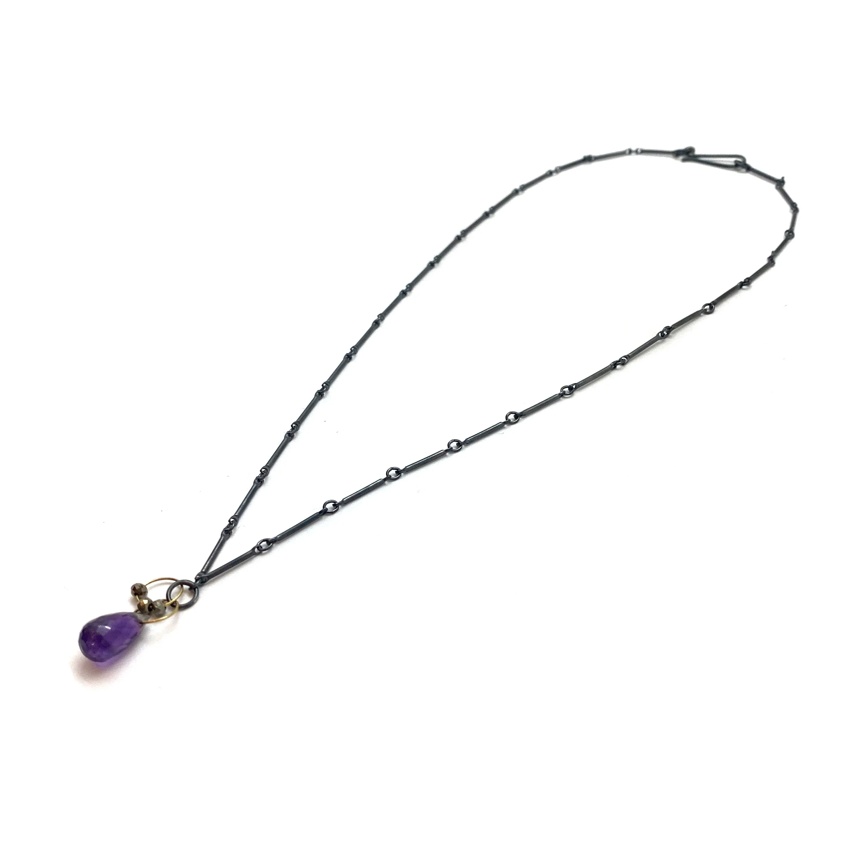 Mini Tangle Necklace - Amethyst and Pyrite