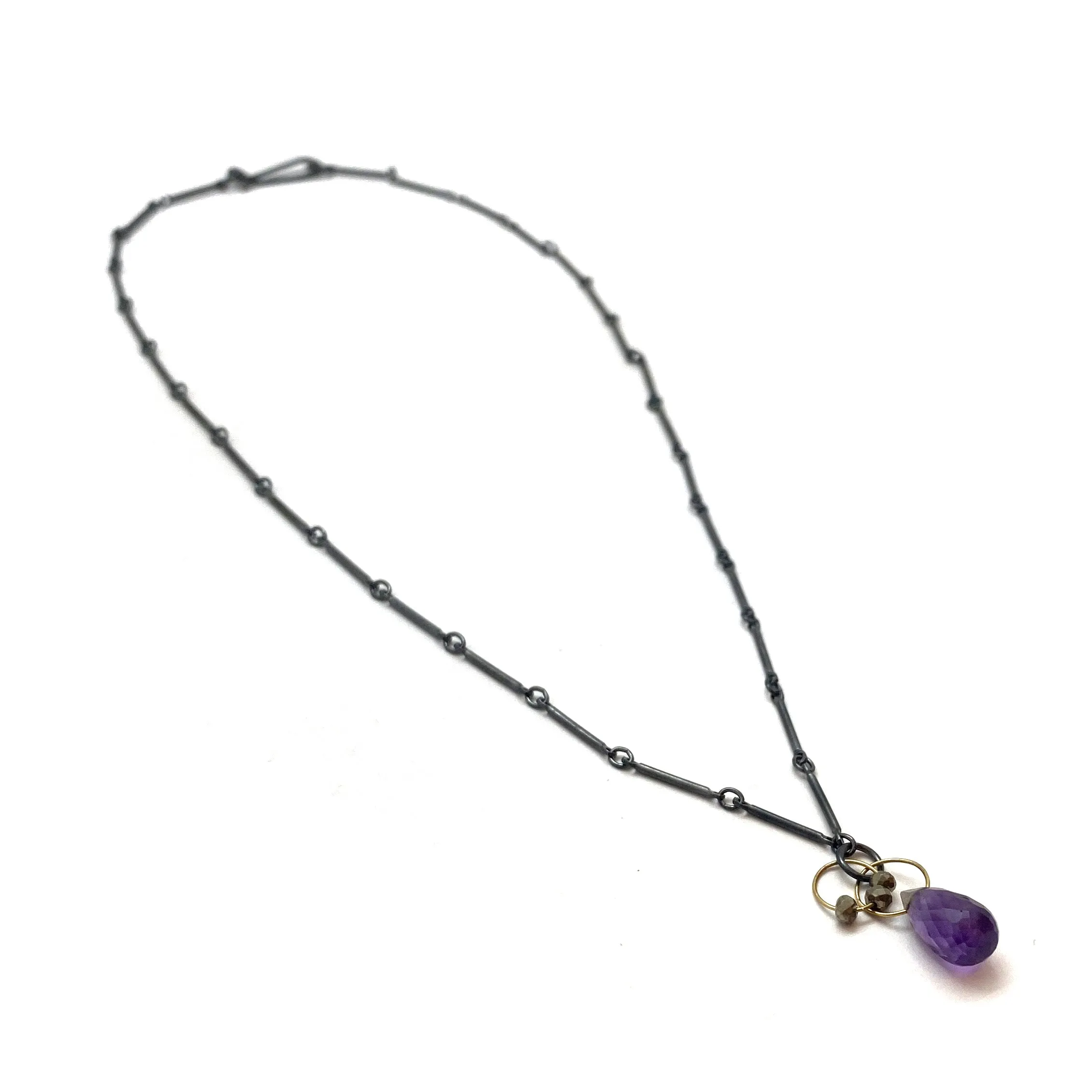 Mini Tangle Necklace - Amethyst and Pyrite