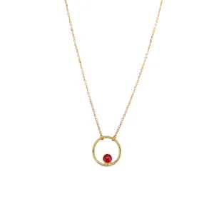 Montana Sapphire Petite Circle Necklace - "Droplet of Pink"