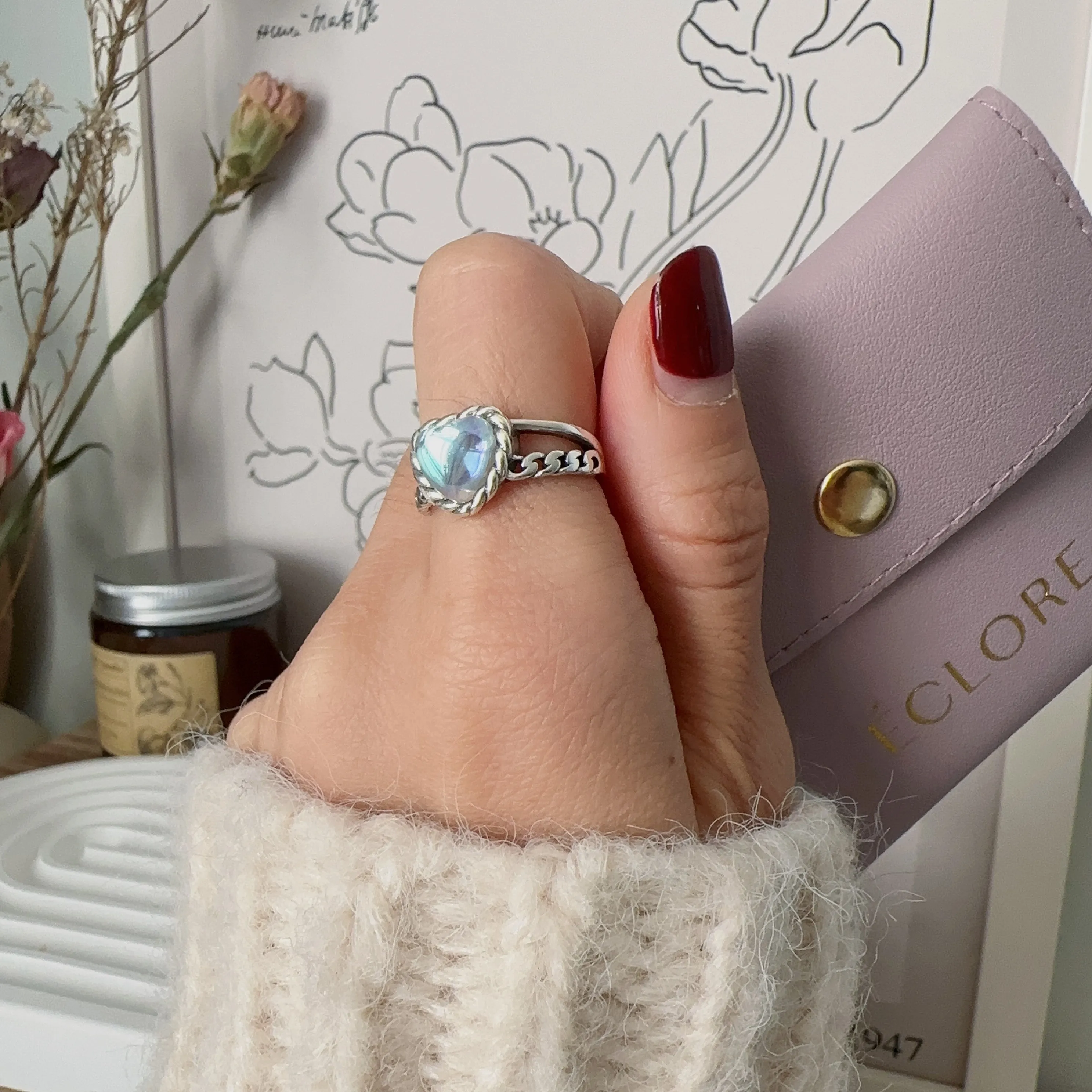 Moonstone Heart Ring