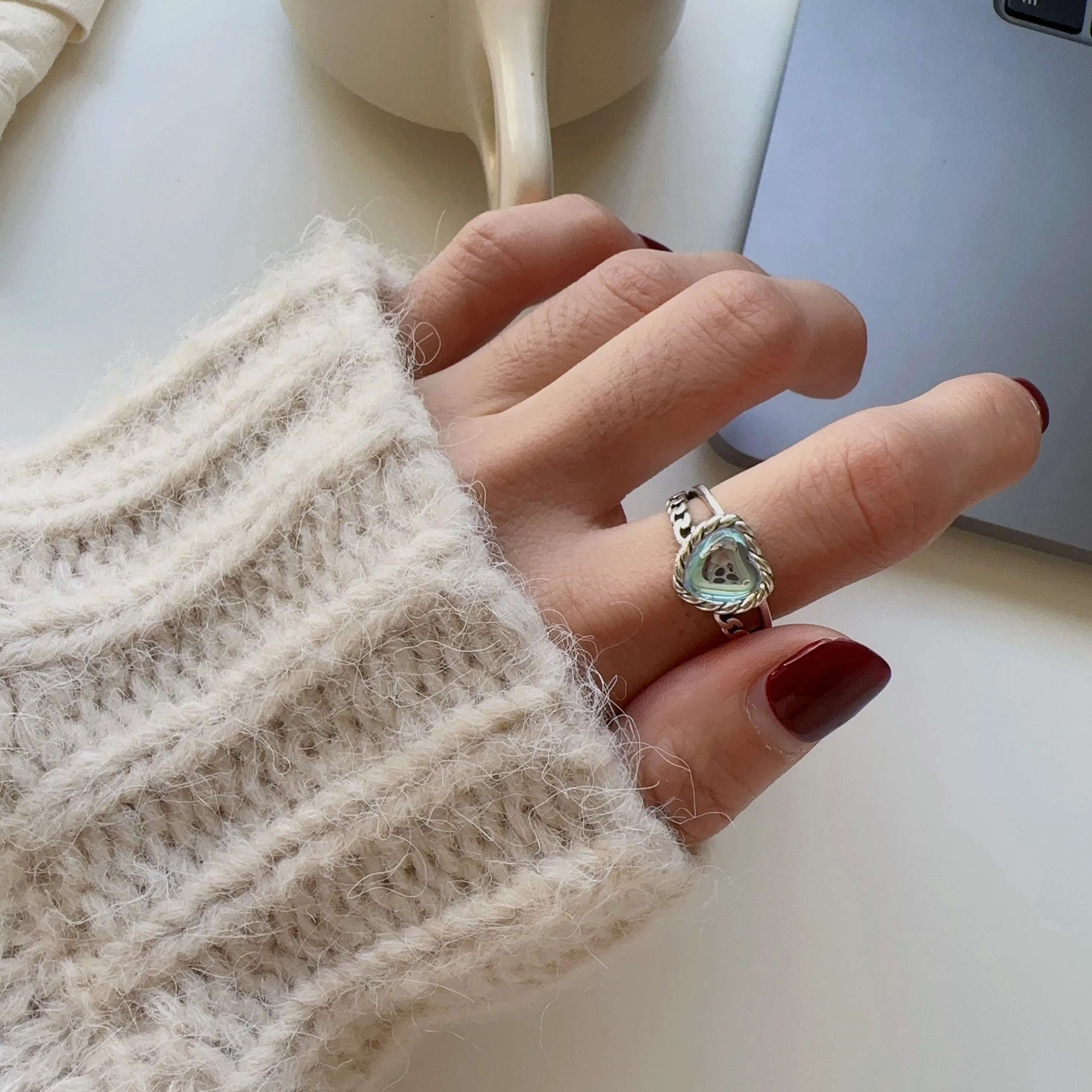 Moonstone Heart Ring