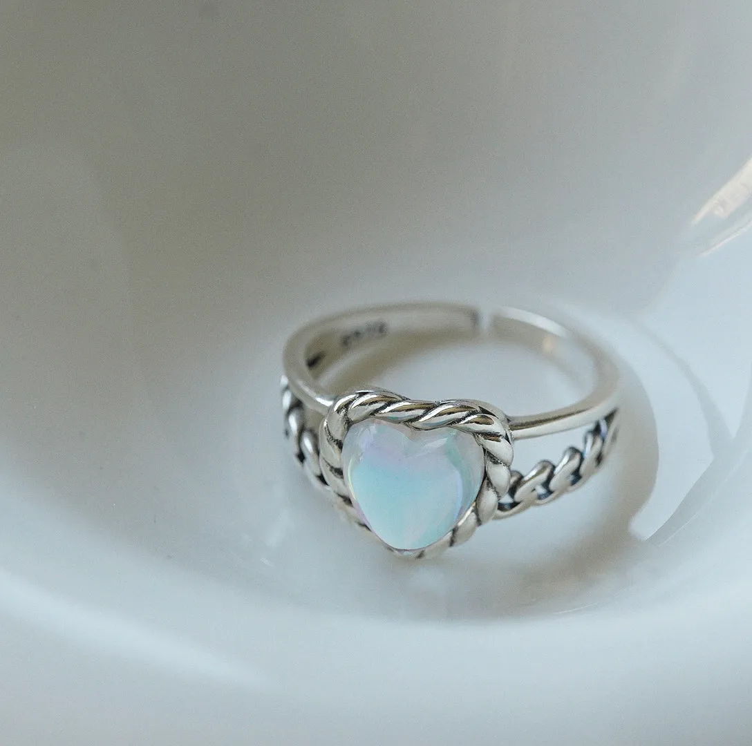 Moonstone Heart Ring