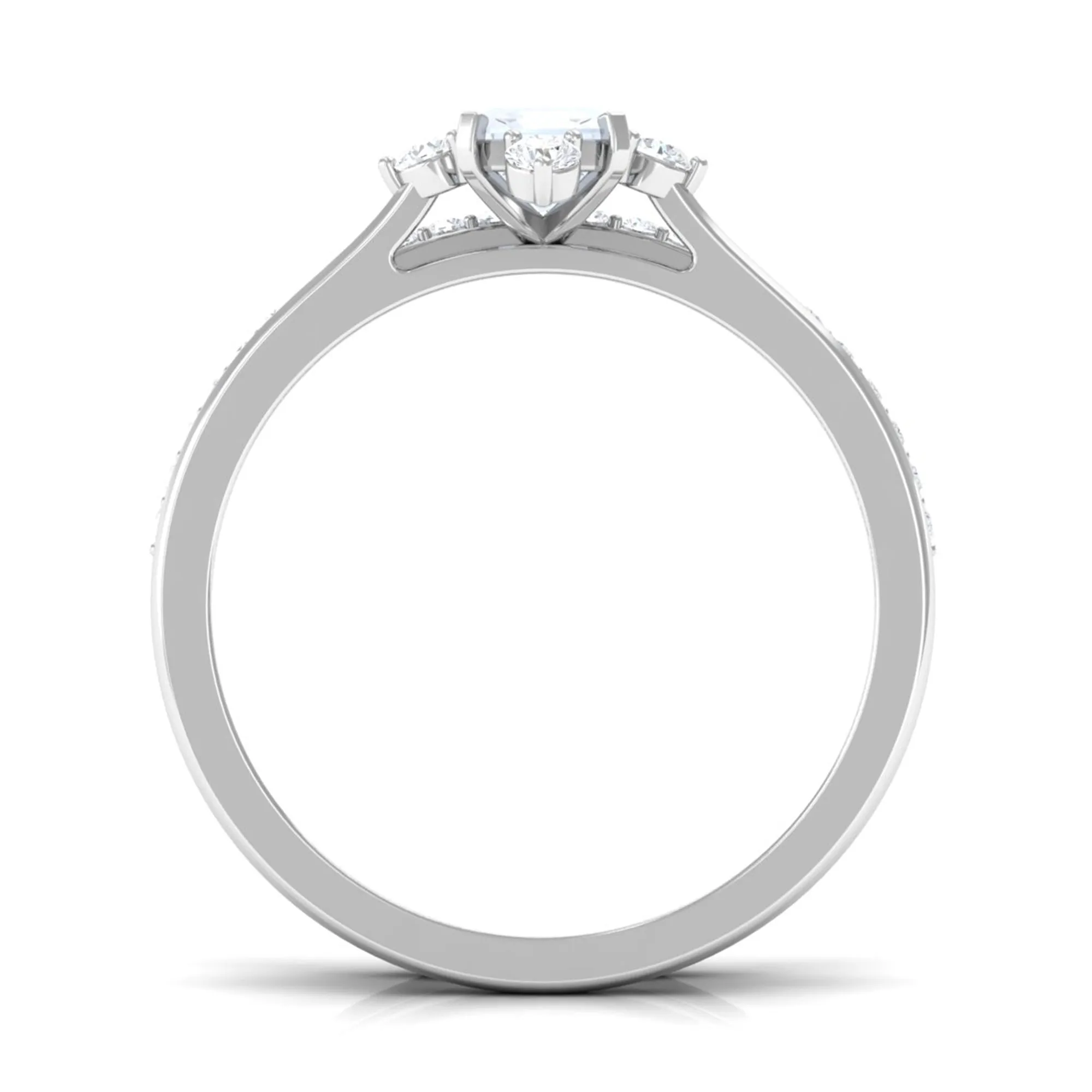 Natural Moonstone Solitaire Ring Set with Diamond