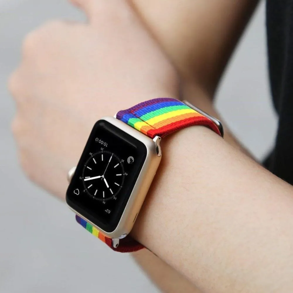 Nylon Strap Series Rainbow Bracelet Woven Black/Silver Adapter