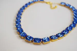 Ocean Blue Collet Necklace - Small Octagon