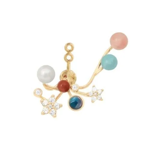 Ole Lynggaard Shooting Stars Pendant For Earring, Rose Coral, Turquoise, Pearl, Red Coral & London Blue Topaz, 18K Yellow Gold