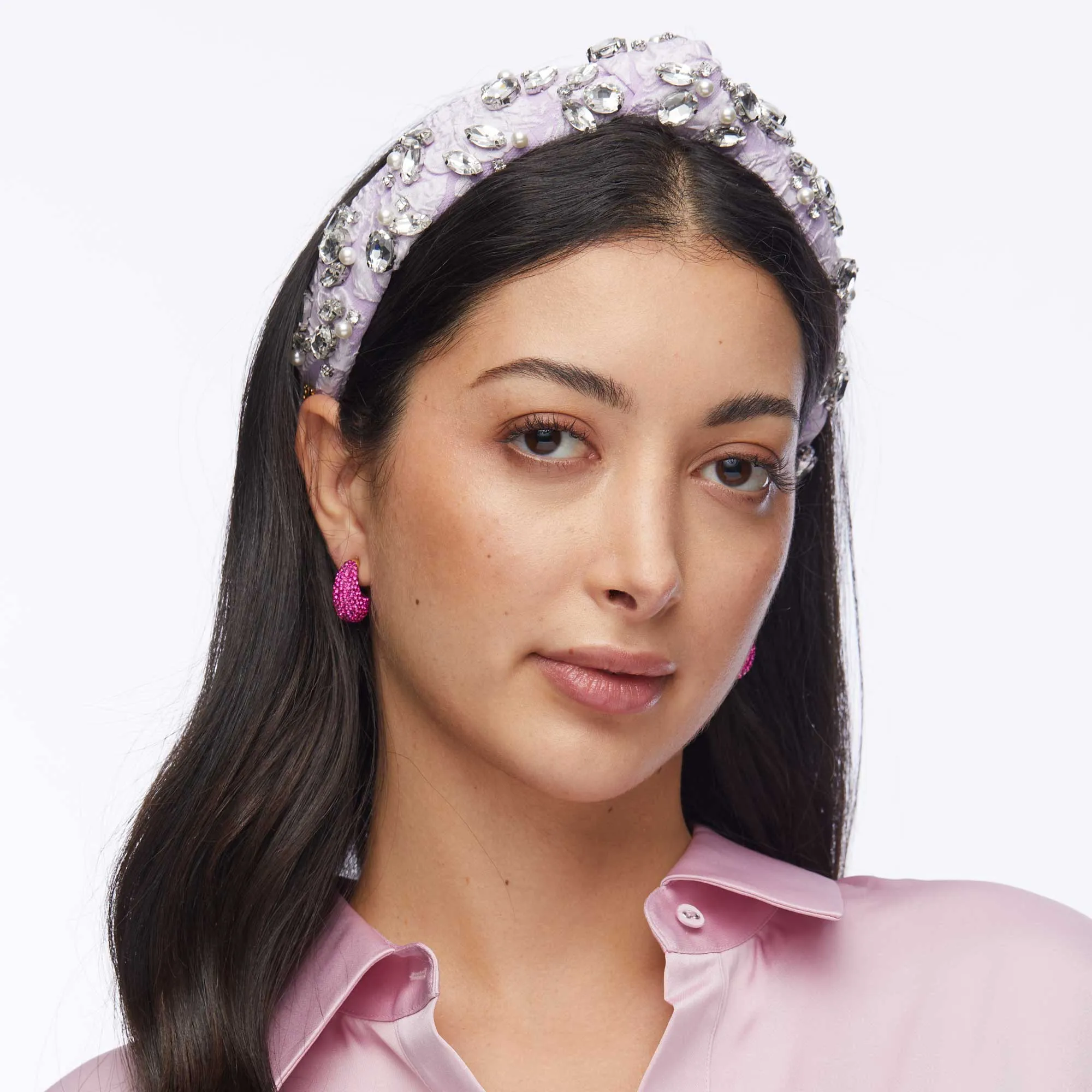 ORCHID SLIM KNOTTED CRYSTAL CLUSTER HEADBAND